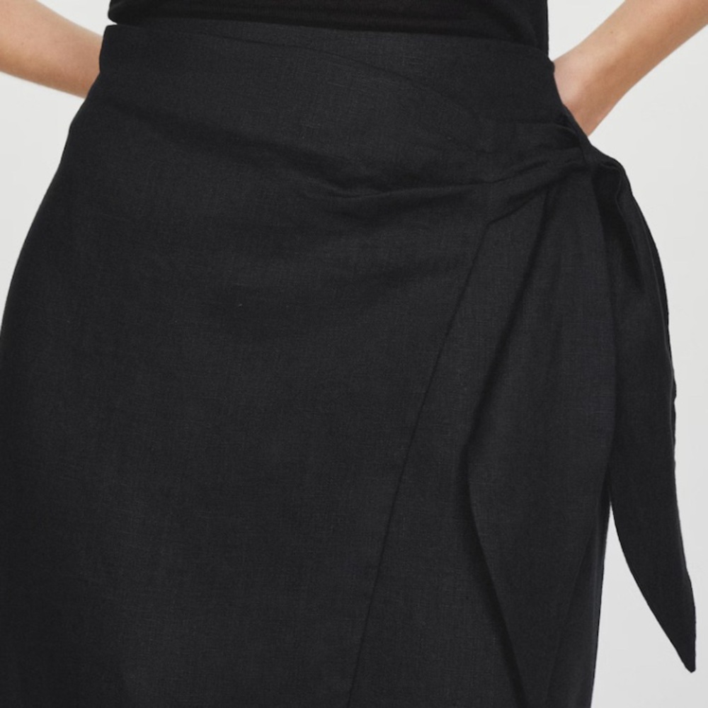 MANGO Linen-Blend Wrap Skirt - Picture 3 of 10